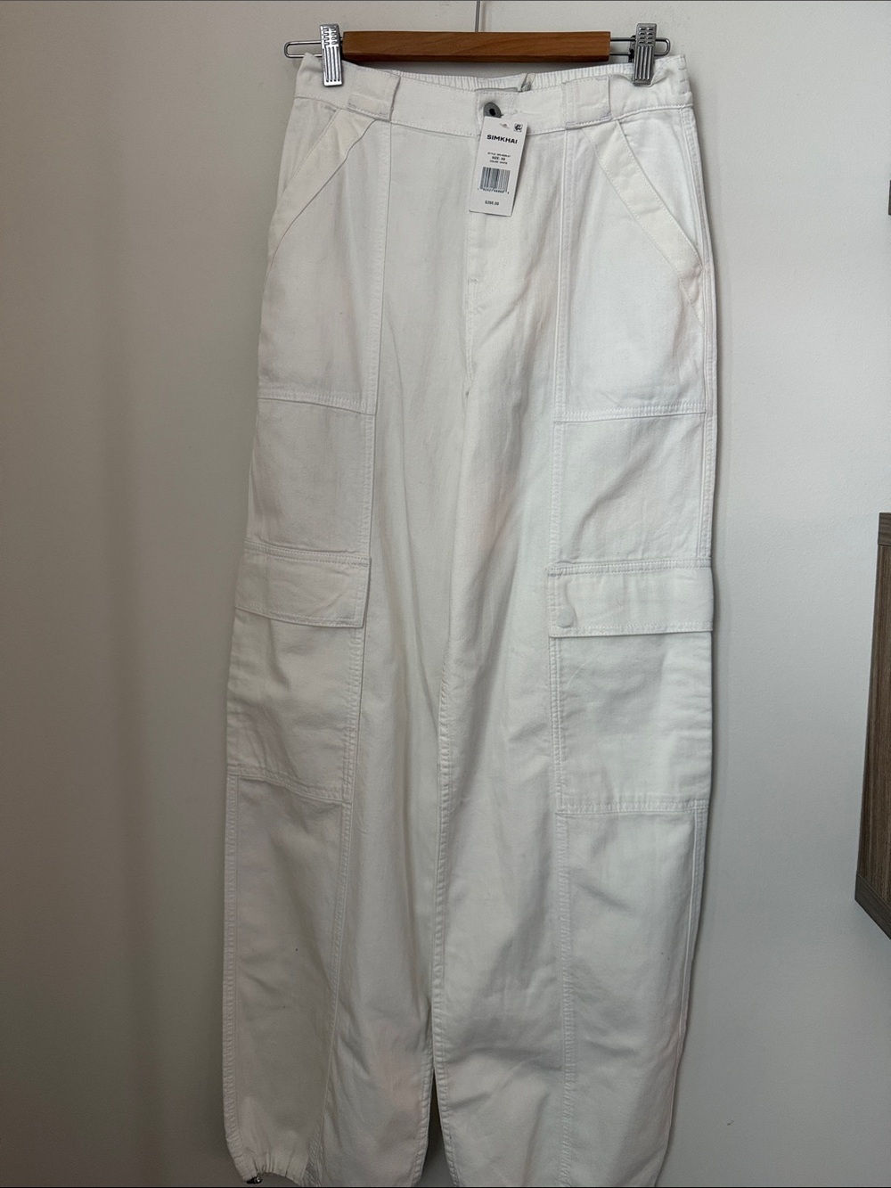 SIMKHAI Calista Cotton Chambray Toggle-Cuff Cargo Pants Size XS